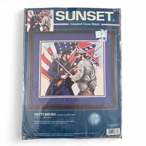 Sunset Gettysburg Counted Cross Stitch Kit Civil War Patriotic Vintage 1999